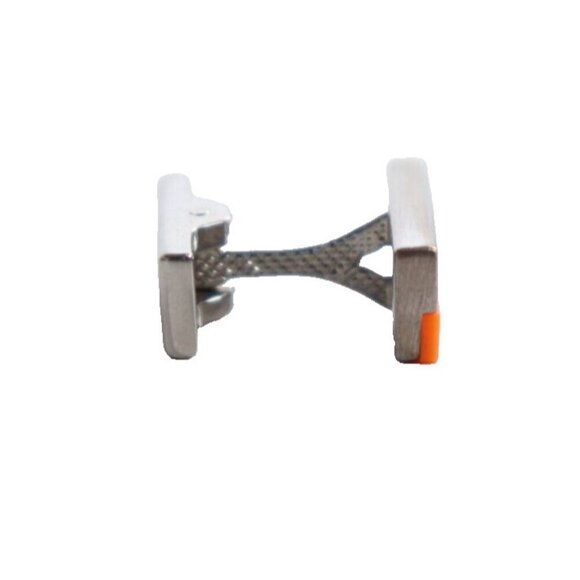 Jack Spade Men’s Cufflinks Orange Silver Metal 2tone Color Rectangular Cufflink - Picture 3 of 6